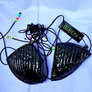🅽🅴🆆 𝘿𝙊𝙇𝙇𝙎 𝙆𝙄𝙇𝙇 Club Exx faux leather festival black string bikini XL